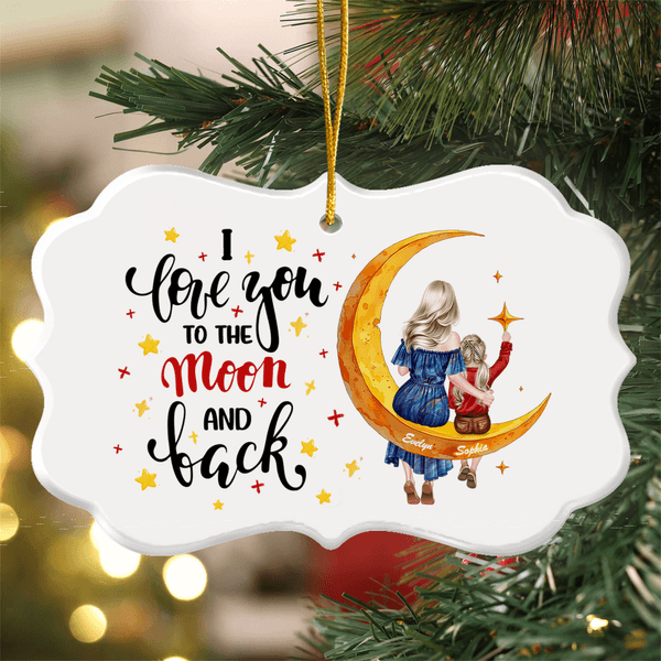 Gepersonaliseerde Moon Cartoon Character Irregular Shape Ceramic Ornament met naam Home Decor Dagelijks gebruik Kerstcadeau voor kinderen moeders