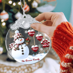 Personlig 1-14 Paw Prints Hearts Snowman Glasprydnad med namn och text Julgransdekoration Present till familj och vänner