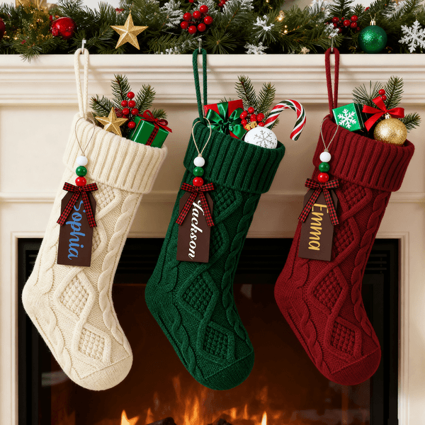 Personalized Wooden Name Tag Hanging Stocking Christmas Home Decor Christmas Gift for Family