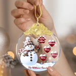 Personlig 1-14 Paw Prints Hearts Snowman Glasprydnad med namn och text Julgransdekoration Present till familj och vänner