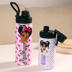 Personalized Cartoon Black Girl Backpack Lunch Bag Pencil Case Water Bottle Set with Name Back to School Christmas Gift for Black Girls