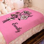 Personalisierte Geburt Blume rosa Schleife Multicolor weiche Decke mit Namen Home Decor Geburtstag Jahrestag Weihnachten Geschenk für Sie