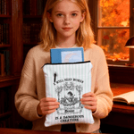 Personalisierte Retro Lesen Mädchen Name Buch Hülle mit Reißverschluss und Fronttasche Geburtstag Weihnachtsgeschenk für ihre Bücherwürmer