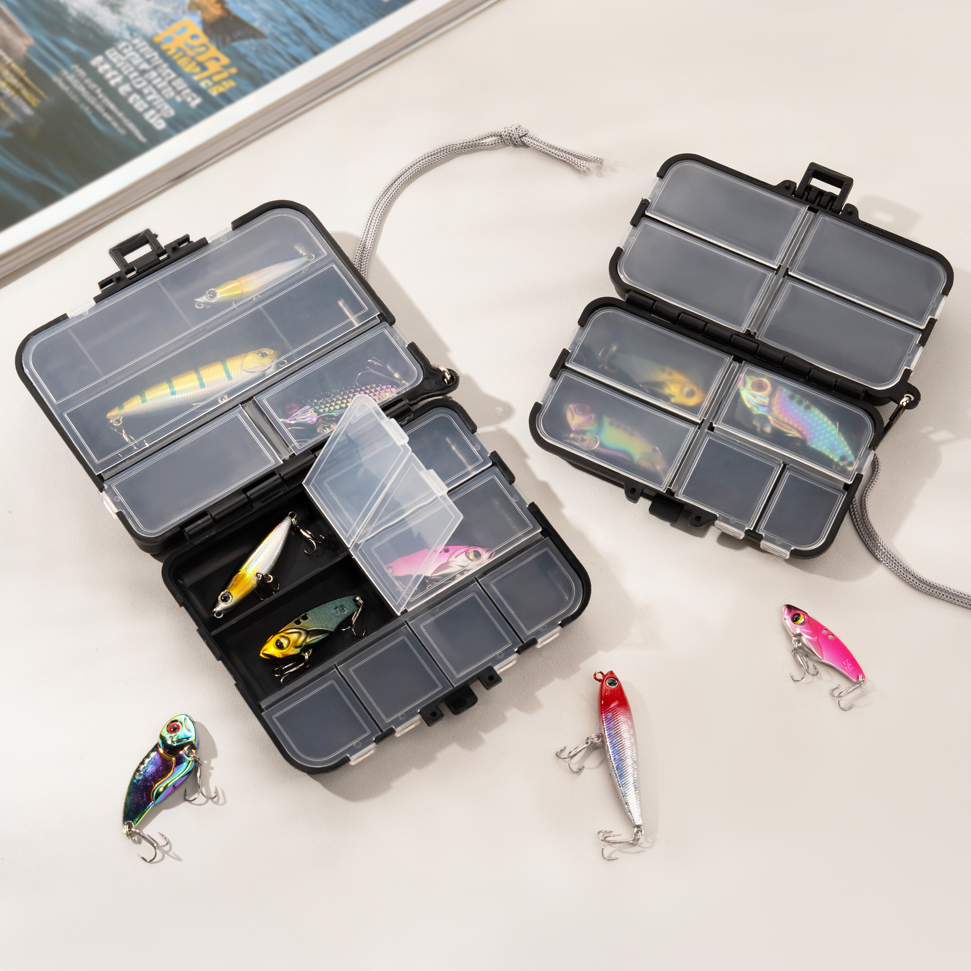 Boîte De Rangement Étancge Pour Leurres De Pêche – 35,3x22,4x4,5 Cm – Polypropylène, Compartiments Réglables