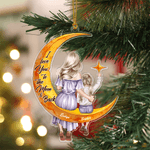 Personalised Cartoon Mother and Kid Character Moon Acrylic Ornament with Names Tree Decoration Christmas Anniversary Gift for Family
