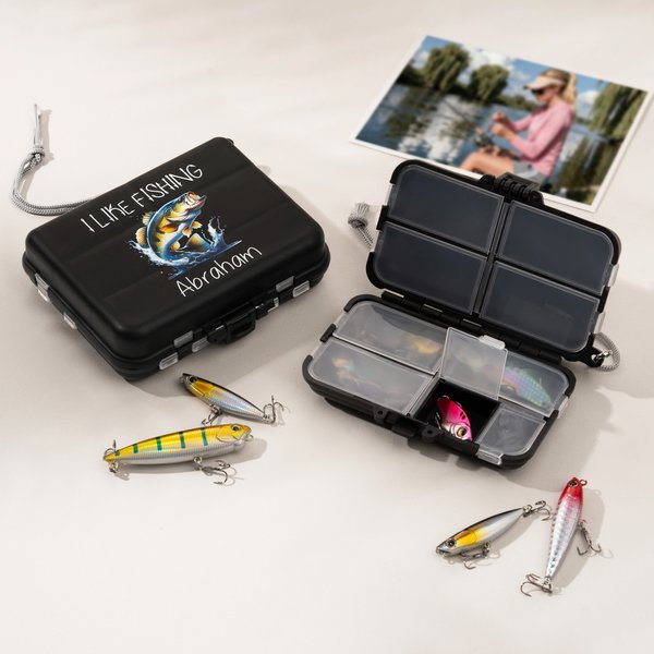 Personalized Portable Fishing Storage Box with Bait Hook and Name Father's Day Christmas Gift for Fishing Enthusiasts