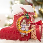 Personalised Cartoon Mother and Kid Character Moon Acrylic Ornament with Names Tree Decoration Christmas Anniversary Gift for Family