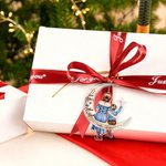 Personalised Cartoon Mother and Kid Character Moon Acrylic Ornament with Names Tree Decoration Christmas Anniversary Gift for Family