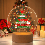Personalized Santa Claus Christmas Tree LED Night Light with 1-8 Names and Wooden Base Home Decor Christmas Gift for Kids Family