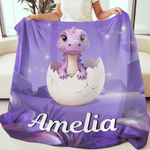 Personalized Cartoon Dinosaur Jungle Soft Throw Blanket with Name Home Decor Birthday Gift for Kids Dinosaur Lovers