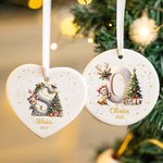 Decorazione natalizia personalizzata in ceramica con renna iniziale nome e anno per albero di natale regalo per famiglia e amici