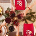 Servilleta personalizada de 100% algodón roja con personaje de dibujos animados inicial y nombre decoración de mesa regalo de Navidad para familia