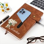 Personalized Multicolor Birth Flower Bouquet PU Leather A5 Notebook with Name and Front Pocket Daily Use Christmas Gift for Office Workers Family