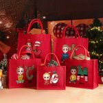 Borsa in tela rossa personalizzabile con personaggio animato nome e iniziale design a tema natalizio regalo di Natale per bambini e adulti