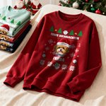 Personalisiertes Weiches Weihnachts-Sweatshirt mit 1–2 Haustier Gesichtsfoto Weihnachtsmütze Namen Text Weihnachten Geschenk für Tierbesitzer