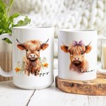 Taza de cerámica con nombre personalizada para los amantes de las vacas Highland