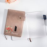 Personalized Multicolor Birth Flower Bouquet PU Leather A5 Notebook with Name and Front Pocket Daily Use Christmas Gift for Office Workers Family