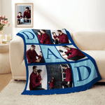 Personalized Multicolor 6 Photos Throw Blanket with DAD Father's Day Birthday Gift for Dad Grandfather