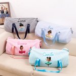 Bolsa grande personalizada con rayas temática de bailarina y nombre con correa de hombro regalo de cumpleaños para niñas y amantes de la danza
