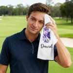 Personalized Watercolour Golf Bag Design Waffle Golf Towel with Name and Hanging Clip Sports Accessories Birthday Gift for Golf Players