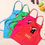 Personalized Cute Reindeer Santa Hat Initial Adjustable Kid Apron Chef Hat Set with Name Children's Day Christmas Gift for Boys Girls