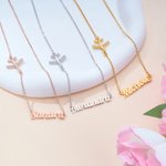 Personalised Zircon Airplane Name Necklace Dainty Jewellery Birthday Anniversary Christmas Gift for Travel Lovers Pilots Flight Attendants