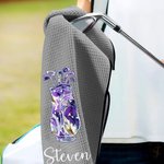 Personalized Watercolour Golf Bag Design Waffle Golf Towel with Name and Hanging Clip Sports Accessories Birthday Gift for Golf Players