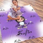 Coperta morbida personalizzata con nome e simpatico personaggio animato design della stella sfumata multicolore regalo di Natale o compleanno