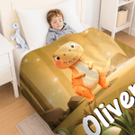 Personalized Cartoon Dinosaur Jungle Soft Throw Blanket with Name Home Decor Birthday Gift for Kids Dinosaur Lovers