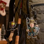 Personalized Fisherman Face Photo Acrylic Christmas Ornament Home Decor Christmas Gift for Male Fishing Enthusiasts