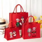 Borsa in tela rossa personalizzabile con personaggio animato nome e iniziale design a tema natalizio regalo di Natale per bambini e adulti