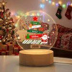 Personalized Santa Claus Christmas Tree LED Night Light with 1-8 Names and Wooden Base Home Decor Christmas Gift for Kids Family
