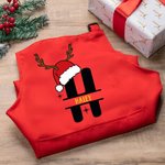 Personalized Cute Reindeer Santa Hat Initial Adjustable Kid Apron Chef Hat Set with Name Children's Day Christmas Gift for Boys Girls