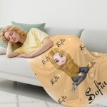 Coperta morbida personalizzata con nome e simpatico personaggio animato design della stella sfumata multicolore regalo di Natale o compleanno