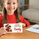 Personalized Christmas Hat Initial Money Holder Card Wallet with Name and Envelope Christmas Party Gift for Family Friend