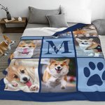 Coperta personalizzata con nome e stampa delle foto di cani e gatti multicolore regalo di compleanno per amanti degli animali