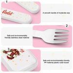 Personalised Christmas Hat Initial Safe Stainless Steel Kid's Fork Spoon Knife 3 Pcs Cutlery Set with Case and Name Christmas Gift for Kids