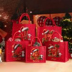 Bolso de yute personalizado con personaje de dibujos animados gorro de Papá Noel inicial y nombre regalo de cumpleaños o Navidad para niños y familia