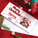 Personalisierte Weihnachten Rentier Initial Geld Halter Karte Brieftasche mit Namen und Umschlag Weihnachtsgeschenk für Familie Kinder