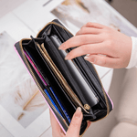 Personalized Birth Flower Cartoon Character Large PU Leather Hand Wallet with Name Multiple Compartments Birthday Bridesmaid Gift for Women