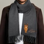 Personalizzato ricamato faccia di cavallo Silhouette morbida sciarpa calda con nome Equestre gioco giorno regalo di Natale per gli amanti del cavallo