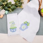 Set de 2 torchons de Pâques personnalisés Chinoiserie Bunny Kitchen Tea Towel with Initial Set of 2 Easter Dishcloth Decor Housewarming Gift for Hostess Family Friend