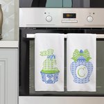 Set de 2 torchons de Pâques personnalisés Chinoiserie Bunny Kitchen Tea Towel with Initial Set of 2 Easter Dishcloth Decor Housewarming Gift for Hostess Family Friend
