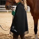 Personalizzato ricamato faccia di cavallo Silhouette morbida sciarpa calda con nome Equestre gioco giorno regalo di Natale per gli amanti del cavallo