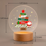 Personalized Santa Claus Christmas Tree LED Night Light with 1-8 Names and Wooden Base Home Decor Christmas Gift for Kids Family