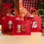 Borsa in tela rossa personalizzabile con personaggio animato nome e iniziale design a tema natalizio regalo di Natale per bambini e adulti