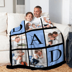 Personalized Multicolor 6 Photos Throw Blanket with DAD Father's Day Birthday Gift for Dad Grandfather