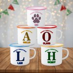 Personalised Dog Paw Initial Christmas Plaid 12 oz Multicolour Enamel Mug with Name Daily Use Christmas Gift for Kids