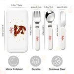 Personalised Christmas Hat Initial Safe Stainless Steel Kid's Fork Spoon Knife 3 Pcs Cutlery Set with Case and Name Christmas Gift for Kids