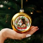 Personalized Christmas Wreath Photo Christmas Ball Ornament with Name Home Tree Decor Christmas Gift for Family Friend Pet Owners
